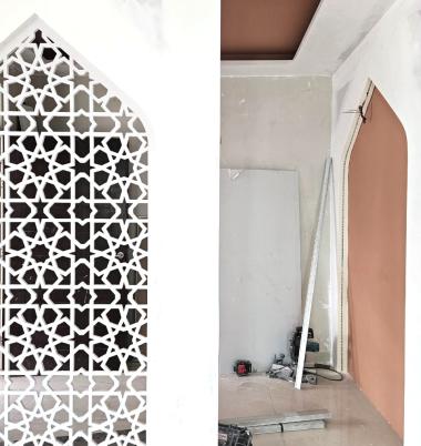CNC Panel Installation in Progress – Modern Islamic Design at Impian Emas, Johor Bahru