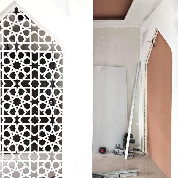 CNC Panel Installation in Progress – Modern Islamic Design at Impian Emas, Johor Bahru