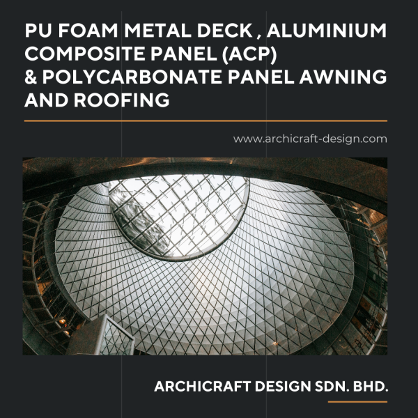 Comparison PU Foam Metal Deck, ACP & Polycarbonate Panel Awning and Roofing  